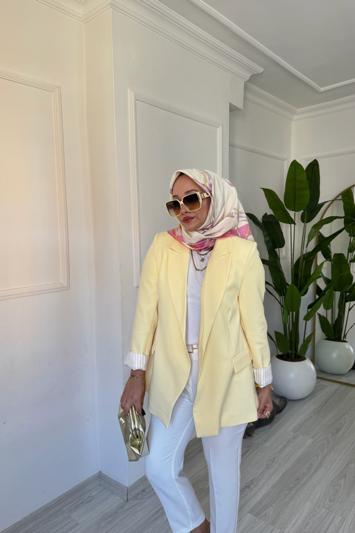 Olive Blazer Ceket-Sarı