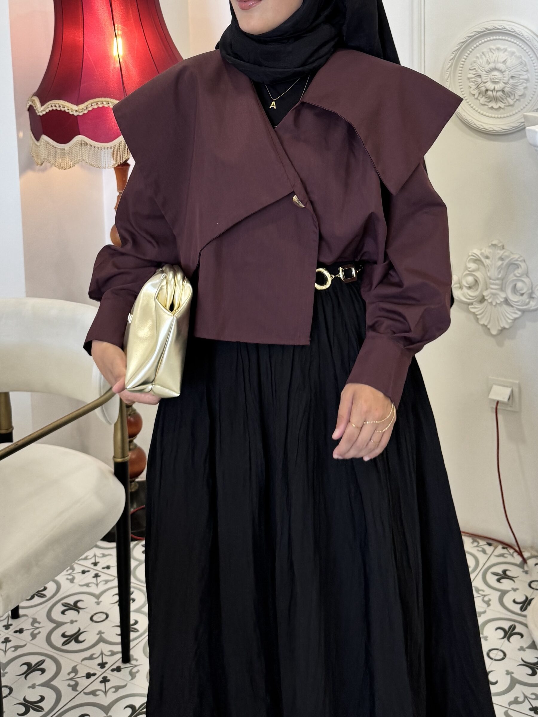Şal Yaka  Gömlek- Bordo